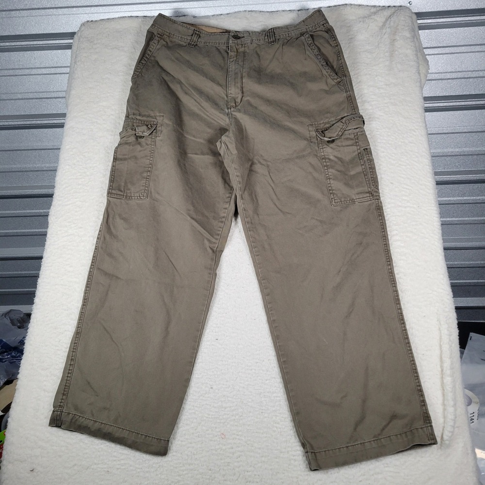 Old Navy Cargo Pants Men 38x32 Olive Green Straight Leg Cotton Twill Fall 2005